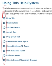 340B Help – Example of drop-down topics (all collapsed)