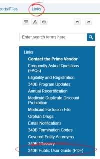 340B Help – Example of accessing the PDF user guide
